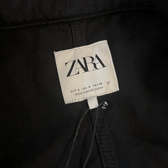 Zara Black Cotton Mid-Weight Work Chore Jacket - Unisex Small/Medium - Picture 4 of 5